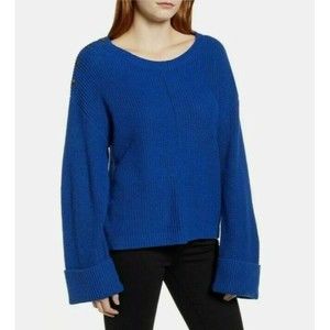 CASLON Women's royal Blue Mazarine Shoulder Button Knit Sweater Size xtra small